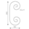 Volute en C enroulé acier 180x85 mm – Plat 16x4 mm – Soudable et galvanisable