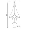 Fer de lance acier forgé 155x66 – Pour barreau rond