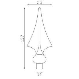 Fer de lance en acier forgé – Forme losange – Pour barreau carré 14x14