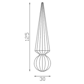 Fer de lance conique en acier forgé 125x30 – Embase boule pour barreau rond