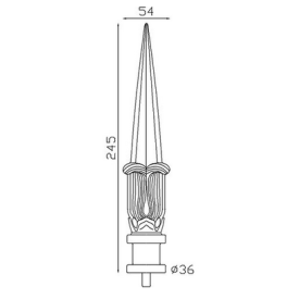 FER DE LANCE BARREAU ROND FONTE GRISE INSERT ACIER U0031