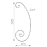 Volute en C ouverte 305x120 mm en acier - Plat 16x4 mm