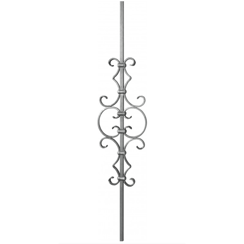 Barreau décoratif en fer forgé – motif à volutes, largeur 215 mm