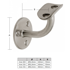 Support de main courante inox pour tube Ø42.4 ou 60.3mm