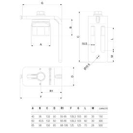 Pivot supérieur en acier avec platine en L – pour portail jusqu’à 300 kg