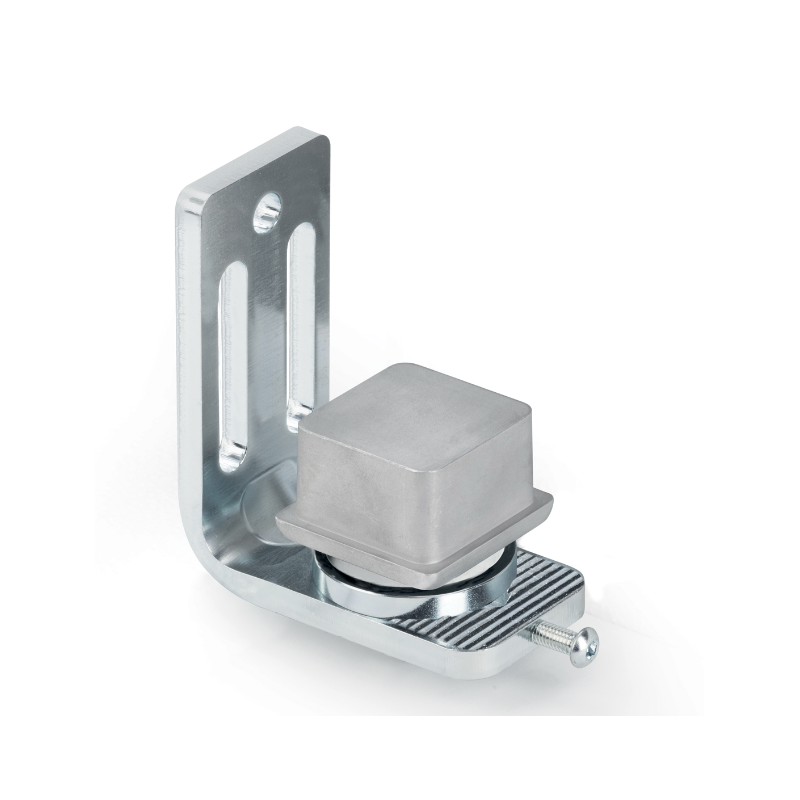 Pivot inférieur en acier sur platine L avec insert – pour portail acier 40 ou 50 mm