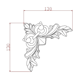 Décor d’angle 130x130 mm motif fleuri – fonte brute ou zinguée, alu