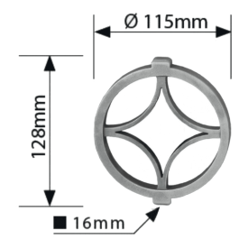 Cercle décoratif rosace moderne – acier moulé Ø115 mm, carré 16 x 16 mm