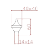 Pointe de diamant en acier forgé 14x14 mm pour portails et grilles Plan