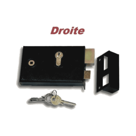 Serrure en applique horizontale acier zingué avec cylindre européen – ouverture droite ou gauche