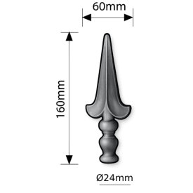 FLEUR DE LYS FER LANCE POINTE ACIER FORGÉ A CHAUD ROND M0405