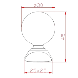 Boule pleine en acier forgé – embase pour poteau carré de 40 à 60 mm