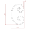 Volute en C à Noyaux - Fer forgé à chaud - Acier grenaillé - 150 x 95 mm