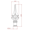 FER DE LANCE EN FONTE POUR BARREAU ROND Ø34 MM - HAUTEUR 180 MM