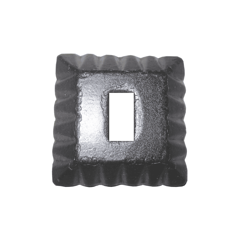 Cache scellement carré 50x50 – acier embouti pour plat 20x15 ou 16x8 mm