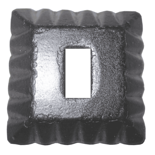 Cache scellement carré 50x50 – acier embouti pour plat 20x15 ou 16x8 mm