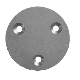 Platine de fixation Ø45 mm en acier avec 3 trous fraisés pour montage bois-métal