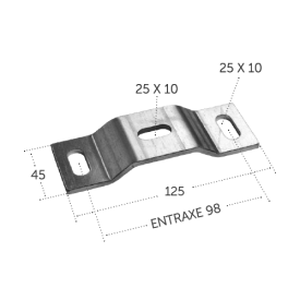 Crapaudine réglable acier zingué – Réglage horizontal par trous oblongs