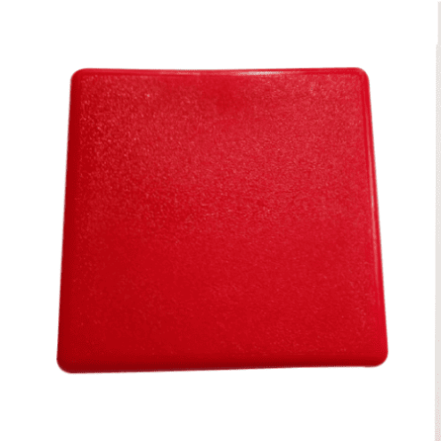 Embout patin fin tube carré 60x60 mm – PEBD rouge RAL 3020