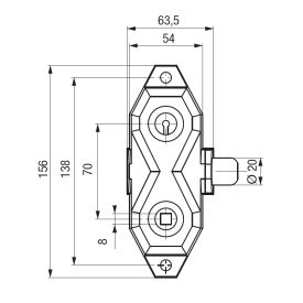 Serrure de devanture 6 gorges en fonte noire grainée avec béquille