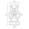 GARNITURE ALUMINIUM POUR BARREAU Ø16 MM – 75 X 45 MM – FIXATION VIS M5