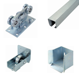 Rails et chariots pour portail autoportant en acier jusqu'à 9 mètres et 750 kg