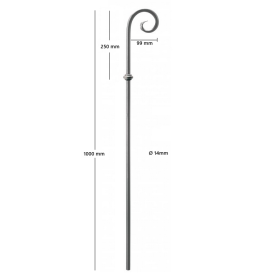 BALUSTRE EN FER FORGÉ AVEC VOLUTE GRAVÉE