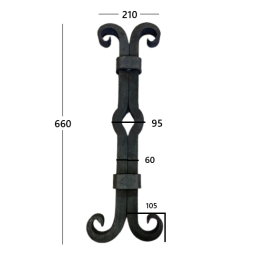 CLÉ DE TIRANT EN ACIER FORGÉ 660x210 – CROIX DE CHAÎNAGE CARRÉ 30x30