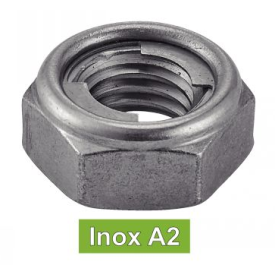ÉCROUS HEXAGNAUX INDESSERABLES AVEC BAGUE METAL INOX A2 – M4 À M20 –