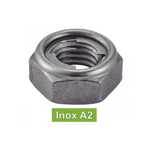 ÉCROUS HEXAGNAUX INDESSERABLES AVEC BAGUE METAL INOX A2 – M4 À M20 –