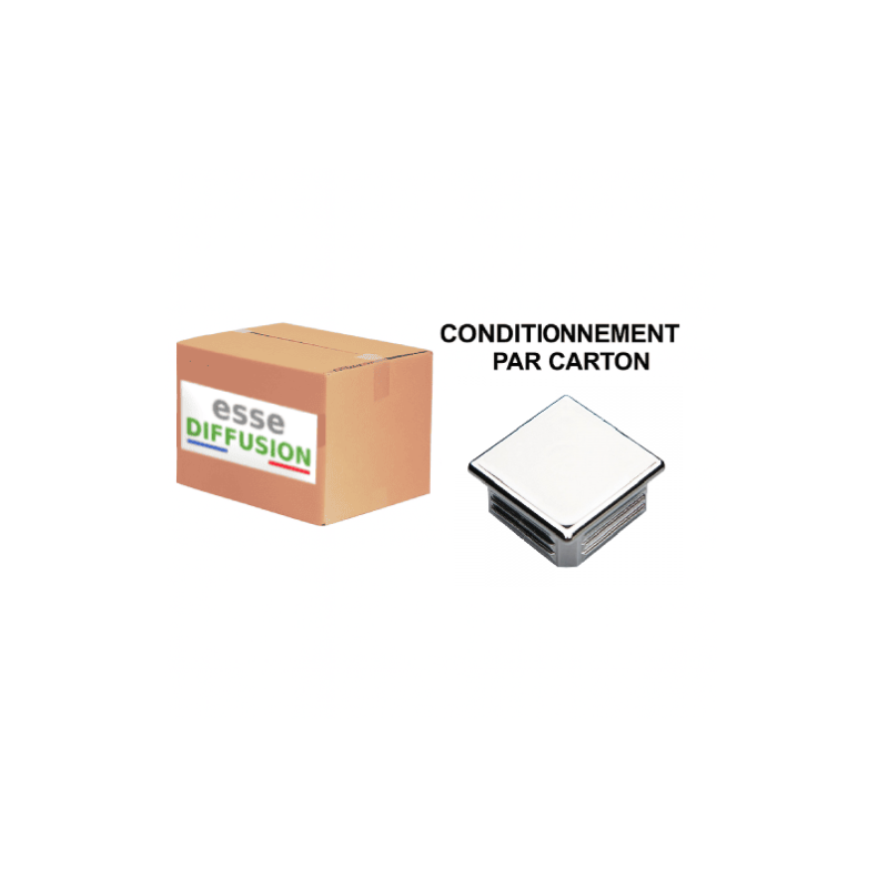 Carton d'embouts pour tube carré chromé mat ou brillant - Patin fin