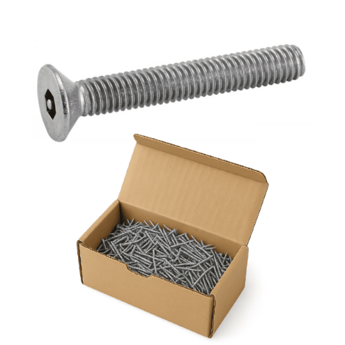 BOITE DE VIS TÊTE FRAISÉE SIX PANS CREUX INVIOLABLE AVEC TÉTON CENTRAL INOX A2 – DIN 7991 – DE 3X6 À 10X60