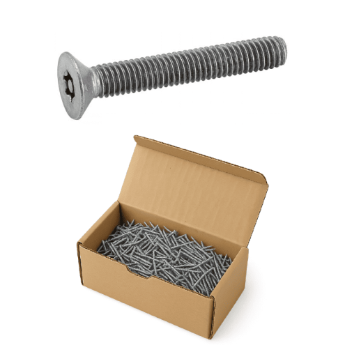 BOÎTE DE VIS TÊTE FRAISÉE SIX LOBES INVIOLABLE AVEC TÉTON CENTRAL INOX A2 – DIN 7991 – DE M3 À M6