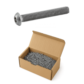 BOÎTE DE VIS TÊTE BOMBÉE SIX PANS CREUX INVIOLABLE AVEC TÉTON CENTRAL INOX A2 – ISO 7380 – DE M3 À M10