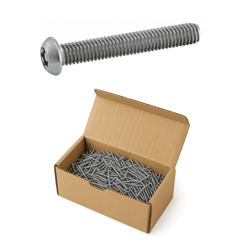 Boîte de vis tête bombée inviolables six lobes avec téton – Inox A2 ISO 7380