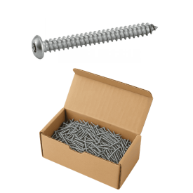 Boîte de vis à tôle tête bombée six lobes inviolables avec téton – Inox A2 ISO 7380