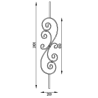 BARREAU AVEC VOLUTES ASSEMBLÉES 1000x200 MM