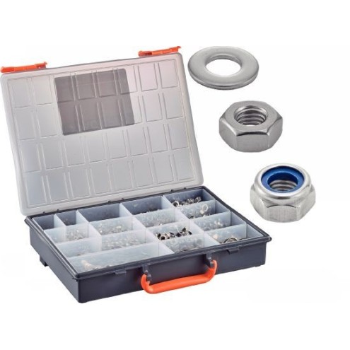Coffret 1760 écrous et rondelles inox A2/A4 – assortis, standard + freinés