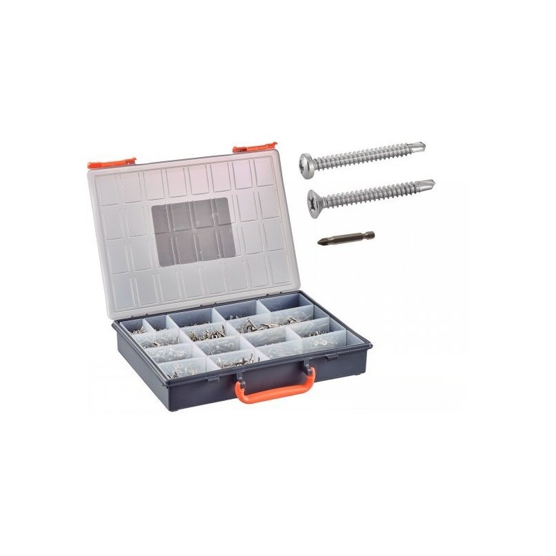 Coffret 1564 vis autoperceuses inox A2 Pozidriv TC & TF + embouts