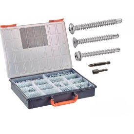 Coffret 1780 vis autoperceuses zinguées TC, TF, TH + embouts – acier blanc