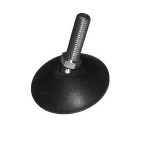 Vérin rotule Ø60 mm – Tige M10 – Double réglage – PEBD noir / acier zingué