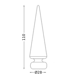 FER DE LANCE CÔNE ACIER FORGÉ – BARREAU ROND Ø28 MM – 112 MM