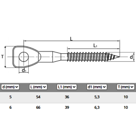 Vis à œil filetage bois inox A4 résistante aux milieux humides
