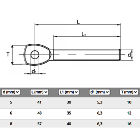 Embout fileté à œil inox A4 pas droit ou gauche – Terminaison câble