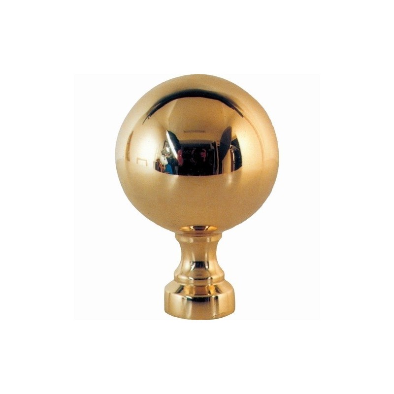 Boule de décoration en laiton poli verni avec insert de fixation