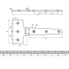 CHARNIÈRE EN T FORGÉE POLIE – INOX A4 – USAGE FIXATION EXTÉRIEURE