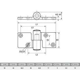 CHARNIÈRE DÉGONDABLE FORGÉE POLIE – INOX A4 – GAUCHE OU DROITE – USAGE EXTÉRIEUR
