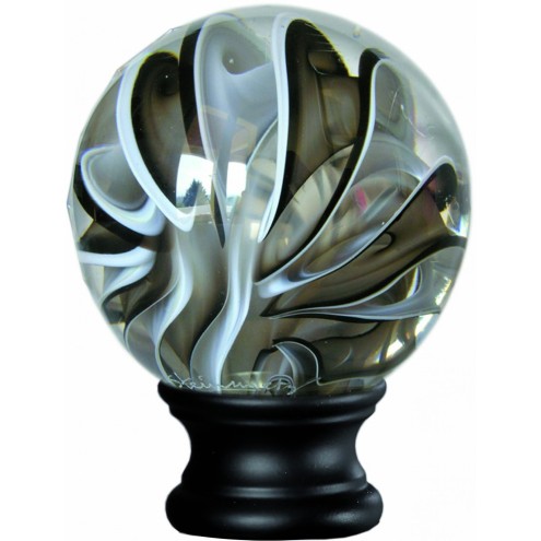 Boule de départ en verre soufflé noir mat avec tige filetée M10