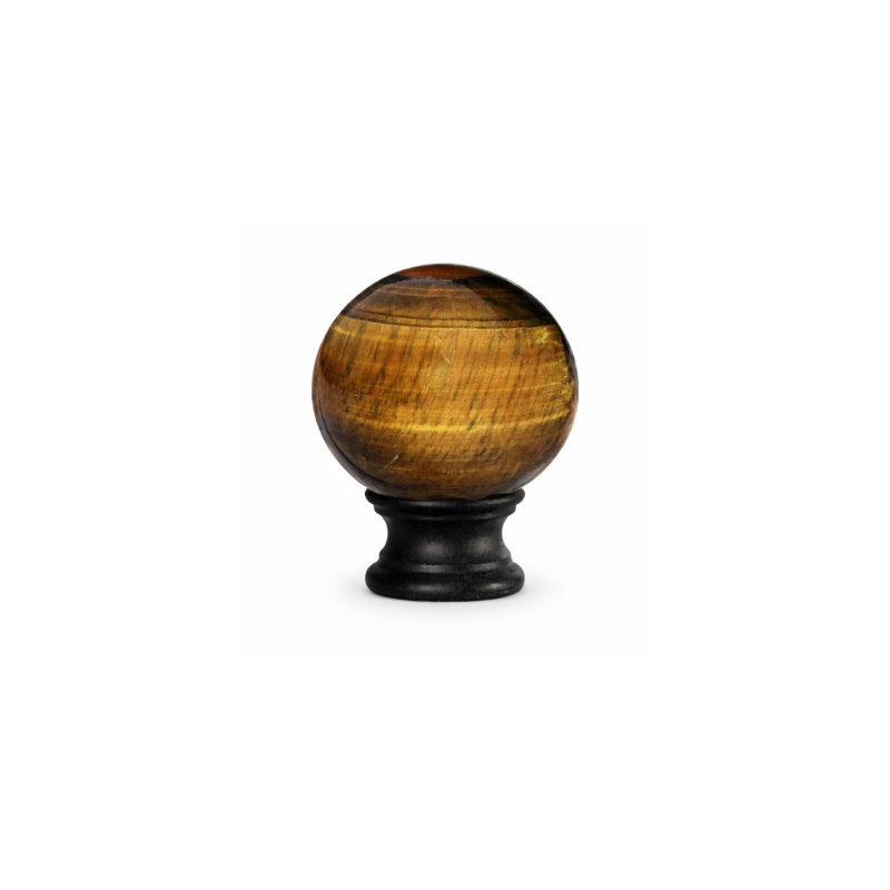 Boule de départ Œil de Tigre avec socle noir mat – Ø100 mm, filetage M10