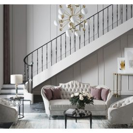 Boule de départ en Labradorite avec socle noir mat – Ø100 mm, filetage M10